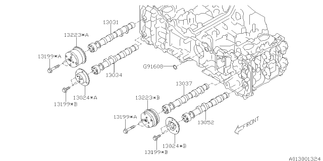 2013 Subaru Legacy CAMSHAFT Complete Exhaust RH Diagram for 13034AA850