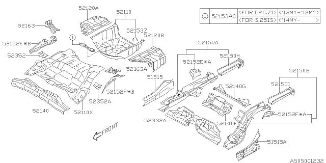 2014 Subaru Outback Floor Pan Rear R Us Diagram for 52129AJ00B9P