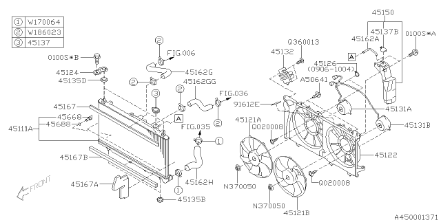 2011 Subaru Legacy Radiator Complete Diagram for 45111AJ09A