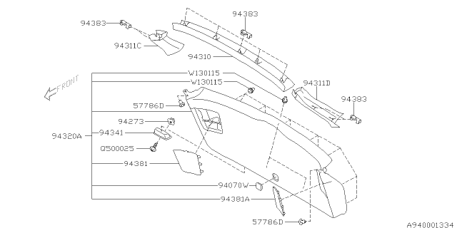 2014 Subaru Legacy Inner Trim Diagram 3