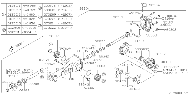 2013 Subaru Legacy Cover Complete Differential Carrier Diagram for 38315AA013