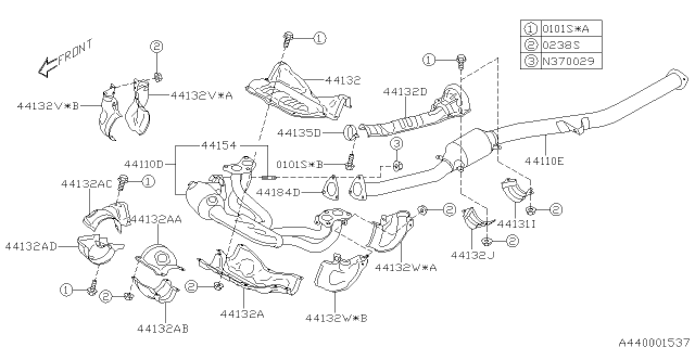 2013 Subaru Outback Front Catalytic Converter Diagram for 44620AD16A