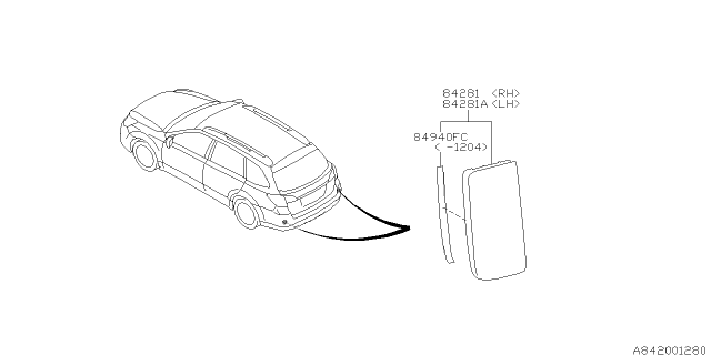 2011 Subaru Legacy Reflex REFL Assembly UOR Diagram for 84281AJ00A