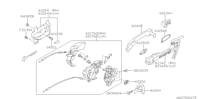 2011 Subaru Legacy Door Parts - Latch & Handle Diagram 2