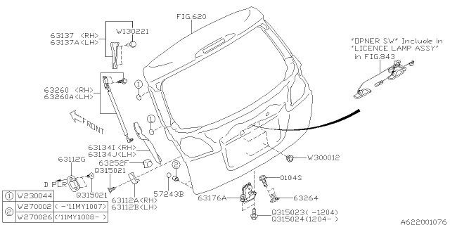 2012 Subaru Outback Back Door Parts Diagram