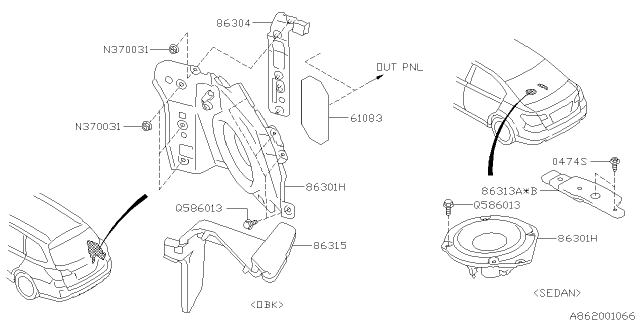 2014 Subaru Legacy Audio Parts - Speaker Diagram 3