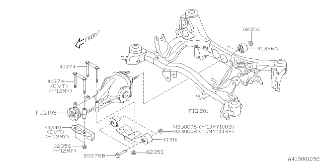 2013 Subaru Legacy Differential Mounting Diagram
