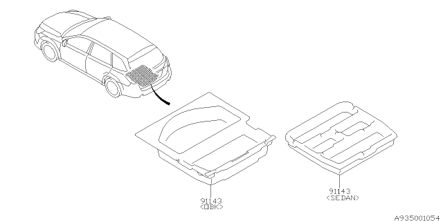 2012 Subaru Legacy Box Sub Trunk Assembly Tw Diagram for 91144AJ03A