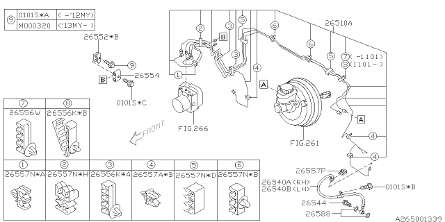 2011 Subaru Legacy Bracket Connector Front Diagram for 26552XA08A