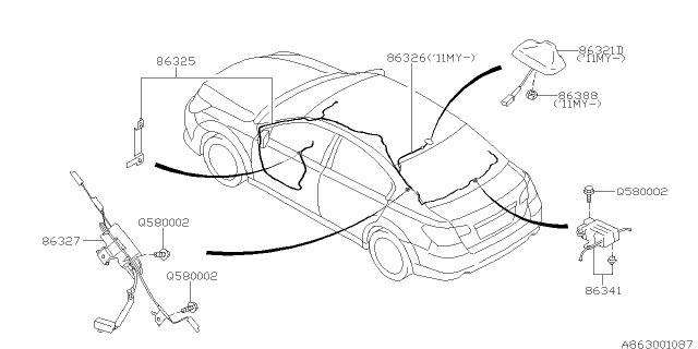 2011 Subaru Outback Audio Parts - Antenna Diagram 2