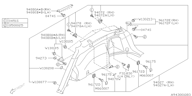 2011 Subaru Outback Trim Panel Assembly APRONRH Diagram for 94027AJ20AVH
