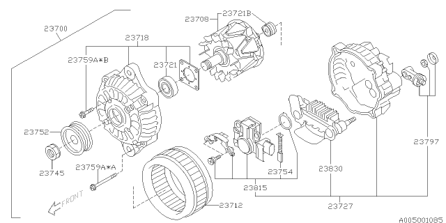 2012 Subaru Outback Alternator Assembly Diagram for 23700AA63B
