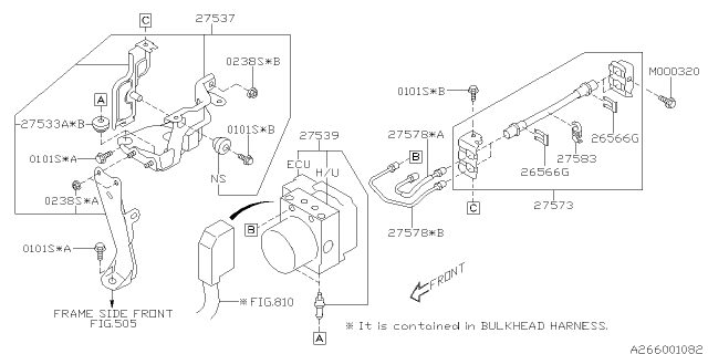 2014 Subaru Legacy Bracket Hydraulic Unit VD Diagram for 27537AJ03A