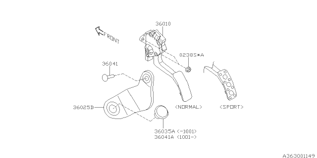 2013 Subaru Legacy Pedal System Diagram 1