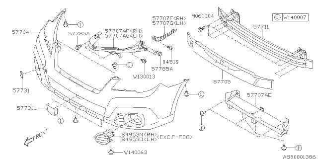 57704AJ13A Genuine Subaru Bumper Face Front STDSIA