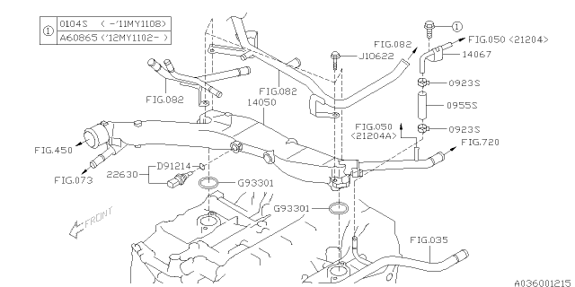 2012 Subaru Legacy Pipe Complete Water Diagram for 14050AA650