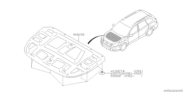 2011 Subaru Legacy Hood Insulator Diagram