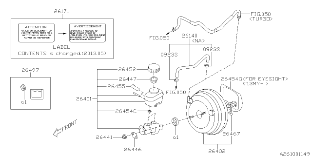 2013 Subaru Outback Brake System - Master Cylinder Diagram