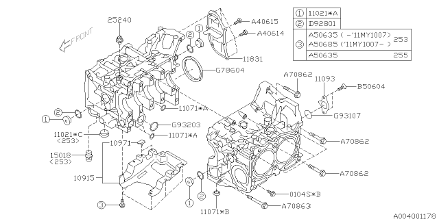 2011 Subaru Outback Bolt Socket Diagram for 800406140