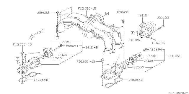2014 Subaru Legacy Throttle Body Assembly Diagram for 16112AA38A