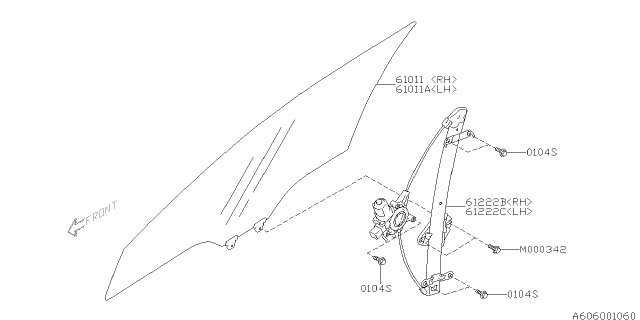 2010 Subaru Outback Door Parts - Glass & Regulator Diagram 1