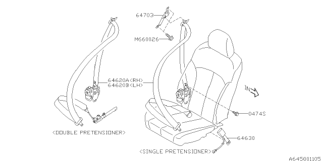 2013 Subaru Outback Seat Belt Front Outer Left Diagram for 64621AJ07AVH