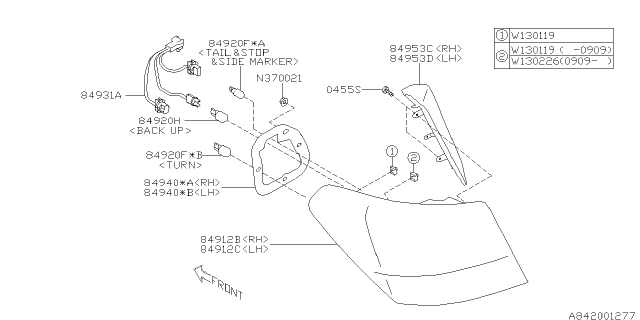 2012 Subaru Outback Lamp - Rear Diagram 1