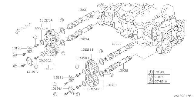 2012 Subaru Legacy CAMSHAFT Complete Exhaust LH Diagram for 13052AA670