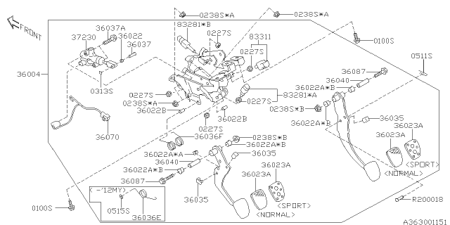 2013 Subaru Outback Pedal System Diagram 2