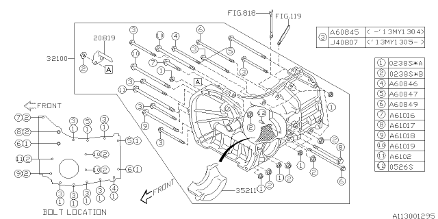 2014 Subaru Outback Manual Transmission Case Assembly Diagram for 32100AB290