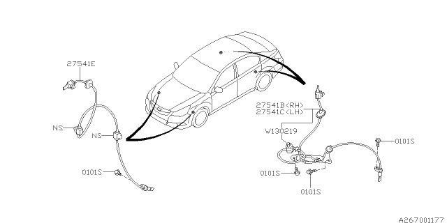 2014 Subaru Legacy Sensor Sub Assembly Rear RH Diagram for 27540AJ04A