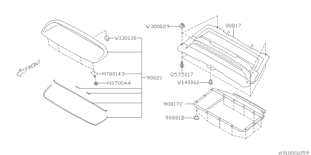 2010 Subaru Outback Duct Hood Front Inner Diagram for 90817AJ000