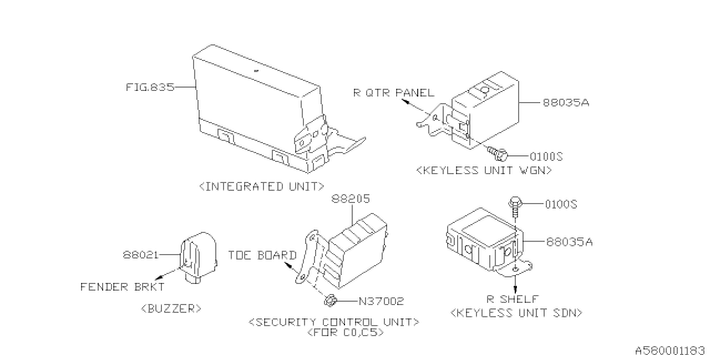 2010 Subaru Legacy Key Kit & Key Lock Diagram 2