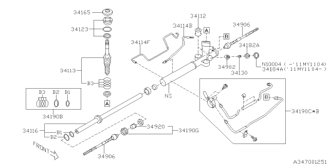 2012 Subaru Outback Repair Kit Pipe Diagram for 34190AJ000