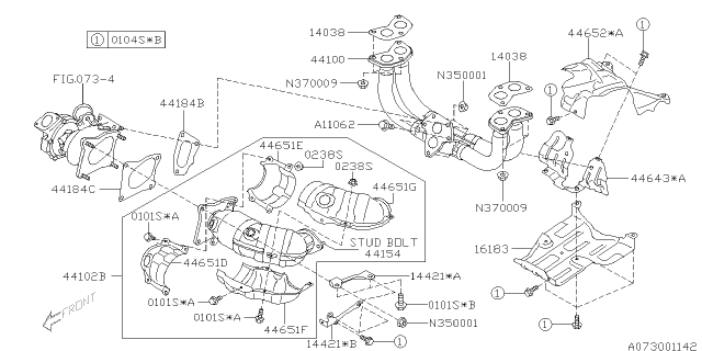 2011 Subaru Legacy Cover Complete Exhaust Diagram for 44651AB870