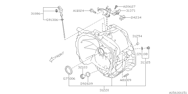 2010 Subaru Legacy Torque Converter & Converter Case Diagram 1