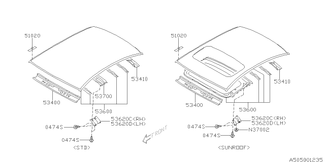 2010 Subaru Legacy Body Panel Diagram 7