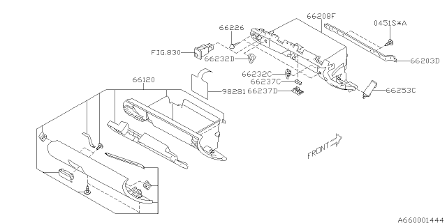 2010 Subaru Legacy Instrument Panel Diagram 4