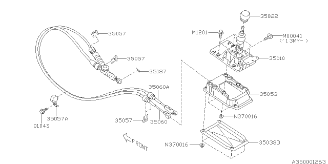 2014 Subaru Legacy Gear Shift Lever Assembly Diagram for 35010AJ011