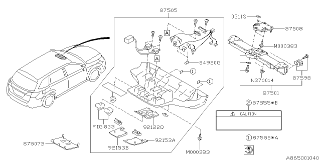 2014 Subaru Legacy Camera Assembly Diagram for 87501AJ041