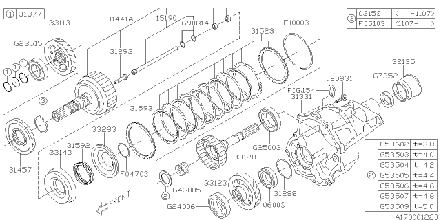 2012 Subaru Legacy Automatic Transmission Transfer & Extension Diagram 1