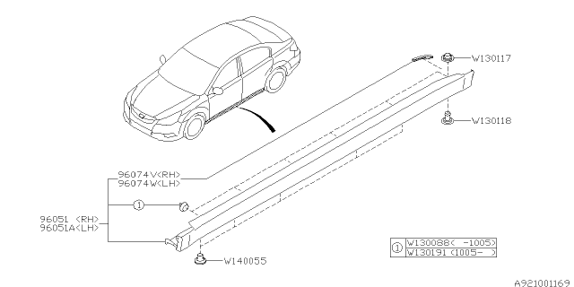 2011 Subaru Legacy Spoiler Assembly Side LH Diagram for 96051AJ01ANN