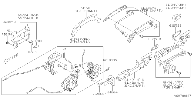 2013 Subaru Legacy Door Parts - Latch & Handle Diagram 1