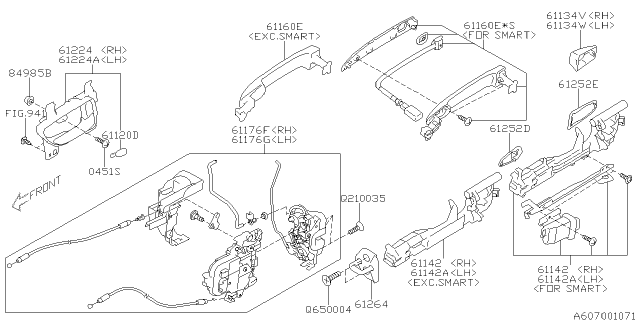 2011 Subaru Legacy Door Parts - Latch & Handle Diagram 1