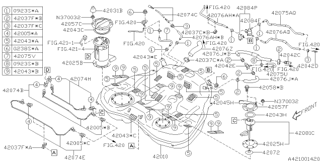 2012 Subaru Legacy Fuel Tank Gas Diagram for 42012AJ01A