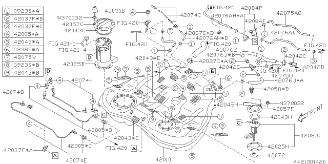 2012 Subaru Legacy Fuel Sub Gauge Sending Unit Diagram for 42081AJ150