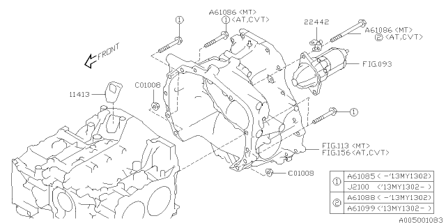 2014 Subaru Legacy Timing Hole Plug & Transmission Bolt Diagram 1