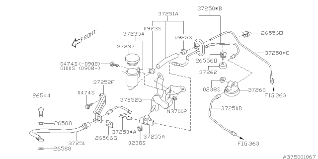 2012 Subaru Legacy Hose Clutch Diagram for 37251AG020