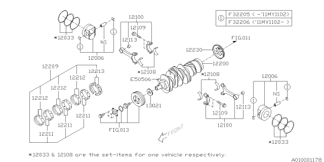 2012 Subaru Outback Piston & Crankshaft Diagram 3