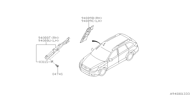 2010 Subaru Legacy Inner Trim Diagram 2